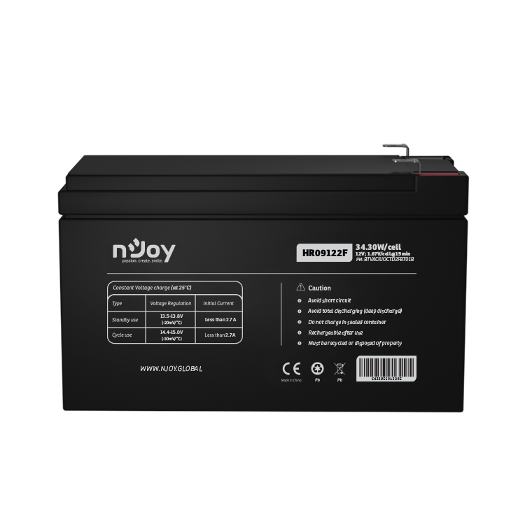 VRLA AGM Battery 34.30 W/cel T2 NJOY_BTVACIUOCTD2FBT