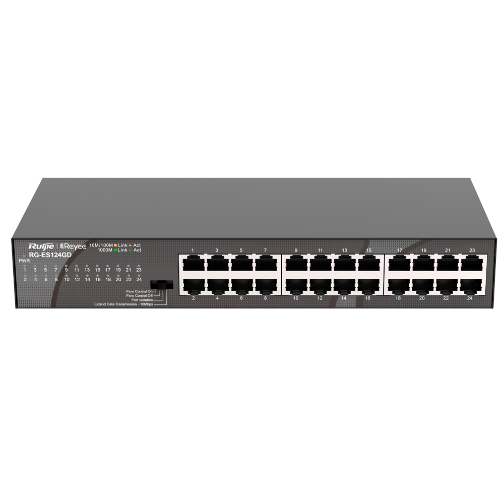 Commutateur de Bureau 24 Ports 10/100/1000 Mbps RJ45 Boîtier en Acier RG-ES124GD