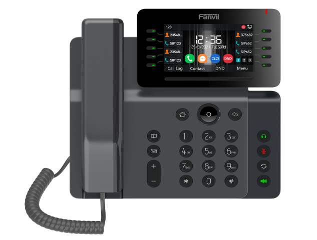 Téléphone IP Haut d'Entreprise Ecran Couleur de 4,3 pouces réglable  20 Lignes SIP Bluetooth et WiFi Intégré 45 touches DSS programmables V65