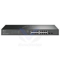 Tplink JetStream™ 16-Port Gigabit Smart Switch with 2 Gigabit SFP SlotsPORT: 16× Gigabit RJ45 Ports, 2× Gigabit SFP SlotsSPEC: 1U 19-inch Rack-mountable Steel CaseFEATURE: Integration with Omada SDN Controller, Static Routing, 802.1Q VLAN, STP/RSTP/ TL-SG